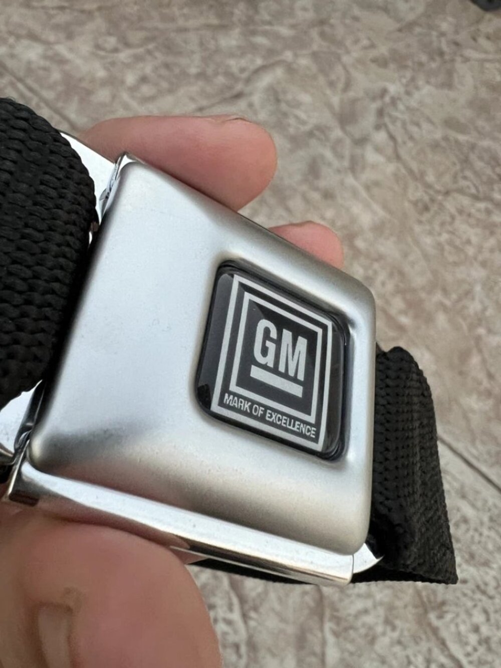 GM Logo Belt Official Licensed Authentic Black Panel Seat Belt Style Buckle Down - Picture 3 of 6